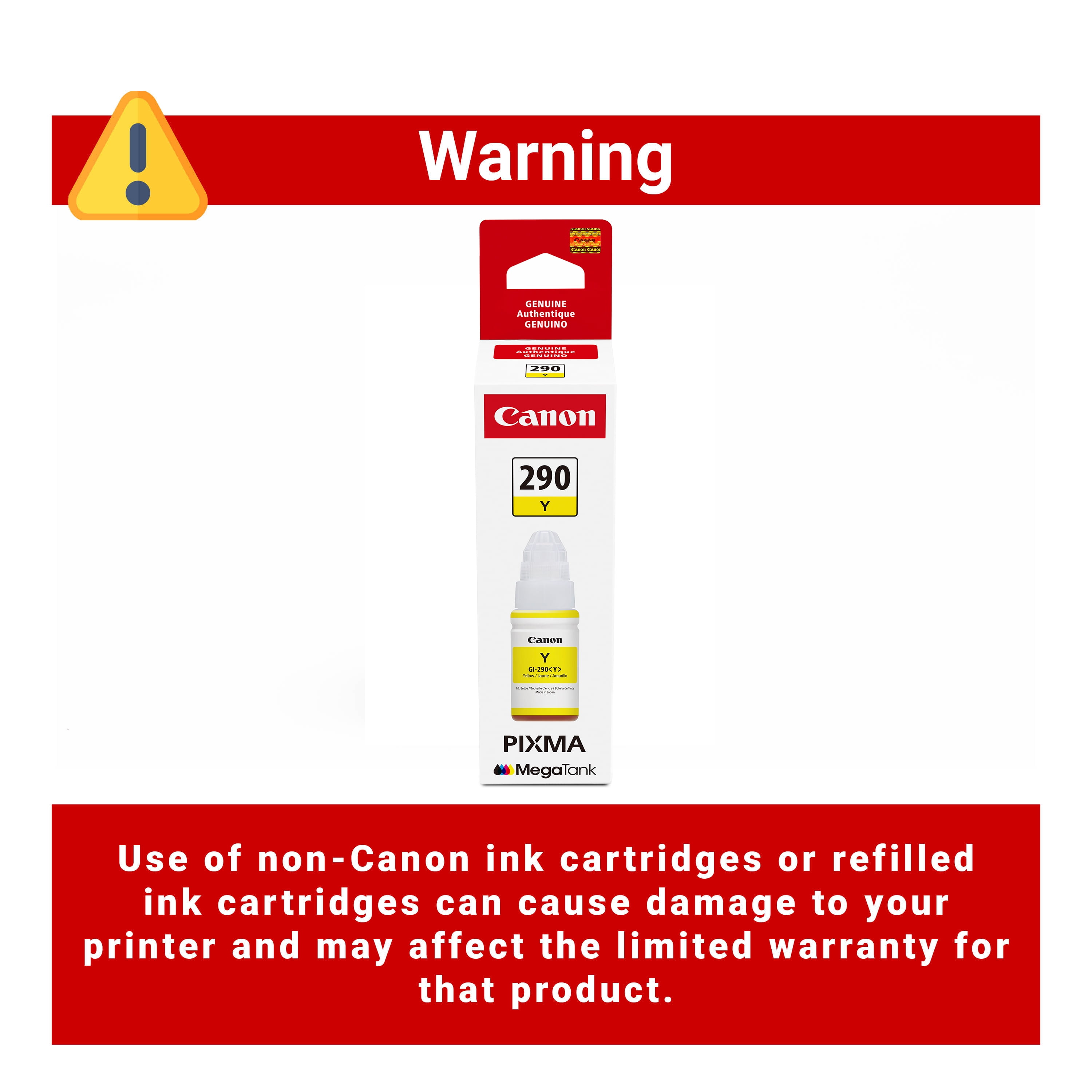 (4 pack) Canon PIXMA GI-290 Ink Bottle Inkjet - Yellow - 7000 Pages - 2.37 fl oz - 1 Each