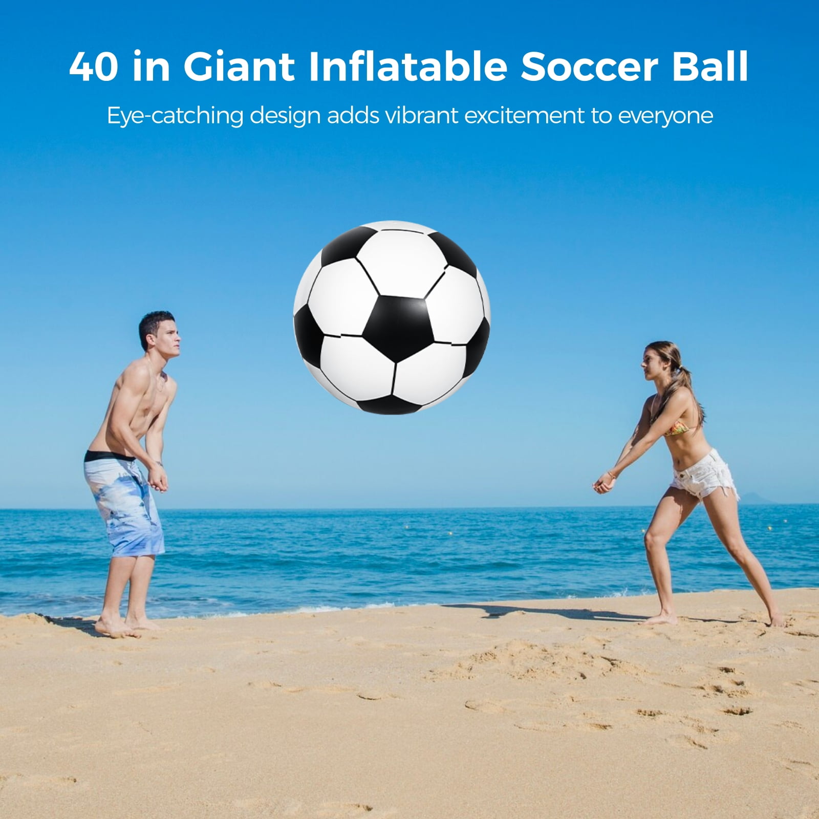 2 PCS Giant Inflatable Soccer Balls, 40 in Jumbo Beach PVC Ball, Oversized Fun for Party, School, Kindergarten Sports