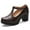 Khaki, variant on Women's Low Chunky Block Heels Pumps, Comfortable Slip-on Heeled Loafers, Solid Color Hollowed Out Metal Buckle Cut Matte Work Leather Shoes for Office Business