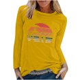 thumbnail image 2 of SBYOJLPB Fashion Women's Spring Printed Long Sleeves Round Neck Casual Tee Tops Yellow 6(M), 2 of 5