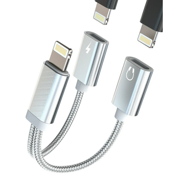 Lightning Headphone Jack Adapter(2in1)for iPhone 14 13 12 Pro Max Aux Audio Charger Cable Splitter for Apple MFi Certified Dual Lighting Charging Earphone Dongle for iPad Phone Charge Music Connector