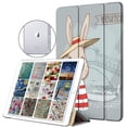 thumbnail image 1 of DuraSafe Cases iPad Air 2 Air 1 9.7 Inch 5 6 Gen [ 5th 6th Air 2nd 1st Gen ] A1567 A1566 MGLW2LL/A MGL12LL/A MH0W2LL/A MGKM2LL/A TriFold Printed Hard Smart PC Transparent Back Cover - Bunny Hat, 1 of 4