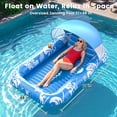 thumbnail image 5 of Inflatable Tanning Pool Lounger Float with Sprinkler & Canopy UPF50+, 77" x 48" Extra Large Tanning Pool Float for Adults, Sunbathing Water Lounge Bed with Pillow & Cup Holder for Backyard & Pool, 5 of 7