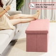 thumbnail image 3 of PINPLUS 31.5" Folding Ottoman Storage Bench,Foot Rest Stool Seat for Living Room,Pink,Sherpa Fabric, 3 of 10