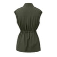 thumbnail image 6 of Endives Women's Short Sleeved T Shirt Lapel Tunic Top Elegant Spring Tops Tie Up Front Button Down Blouses Blackish Green, 6 of 7