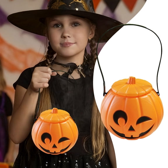 Ailezt Halloween Decor Halloween Pumpkin With Lid Handheld Trick Or Candy Holder For Kids For Celebrations