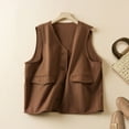 thumbnail image 1 of Chaquetas y abrigos casuales sin mangas y sin capucha para mujer, chaleco de lino vaquero, cárdigan informal de tendencia sin mangas de mezclilla, abrigo para mujer, 1 of 9