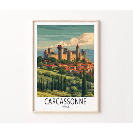 Carcassonne France Medieval Castle Scene Home Decor