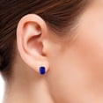 thumbnail image 5 of 0.05 Carat 8x6MM Emerald Cut Created Sapphire and Diamond Earrings In 14K Yellow Gold, 5 of 6