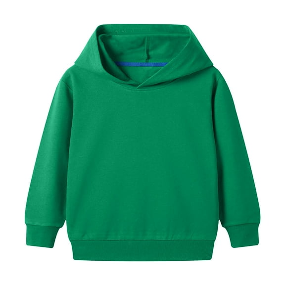 Otqutp 1-10 Years Toddler/kids Boys/girls Spring/autumn HoodedLong Sleeve Pullover Tops Solid Color Sweatshirt Daily School Sporty Wear(Green,3-4 Years)