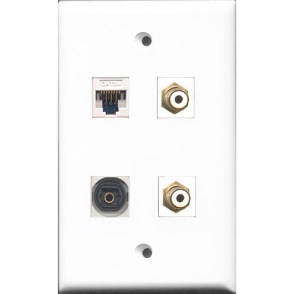 RiteAV - 2 Port RCA White and 1 Port Toslink and 1 Port Cat5e Ethernet White Wall Plate