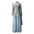 thumbnail image 4 of KHONTS Women's Chiffon Kaftan Abaya Dress Long Sleeve Self Tie Flowy Maxi Dress Evening Gown Blue M, 4 of 4