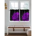 thumbnail image 3 of Purple Rose Kitchen Curtains Tier 36 Inch Length, Abstract Spring Flowers Vintage Black Rod Pocket Light Filtering Window Curtains Living Room Bedroom Curtain Drapes Cafe Curtain 27.5''x36''x2, 3 of 6