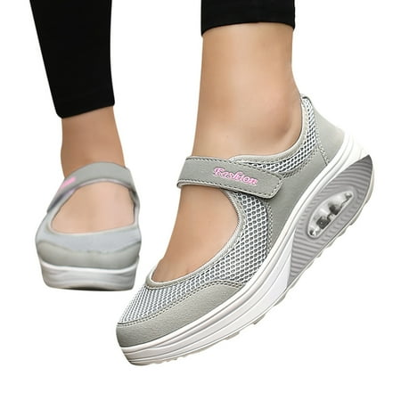 iOPQO Women s casual shoes Women s Fashion Casual Breathable Lightweight Platform Shoes Sport Running Shoes Ladies Lightweight Breathable Grey 41