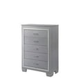 thumbnail image 4 of Beautiful 3pc King Size LED Upholstered HB Bed Chest Nightstand Wood Bedroom Furniture Set, 4 of 7