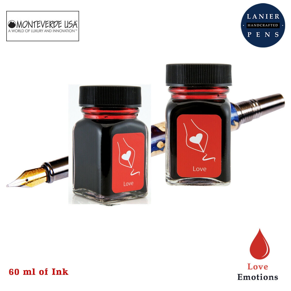 Monteverde 60ml Emotions Fountain Pen Ink Bottle (30ml Love Red G309LR ...