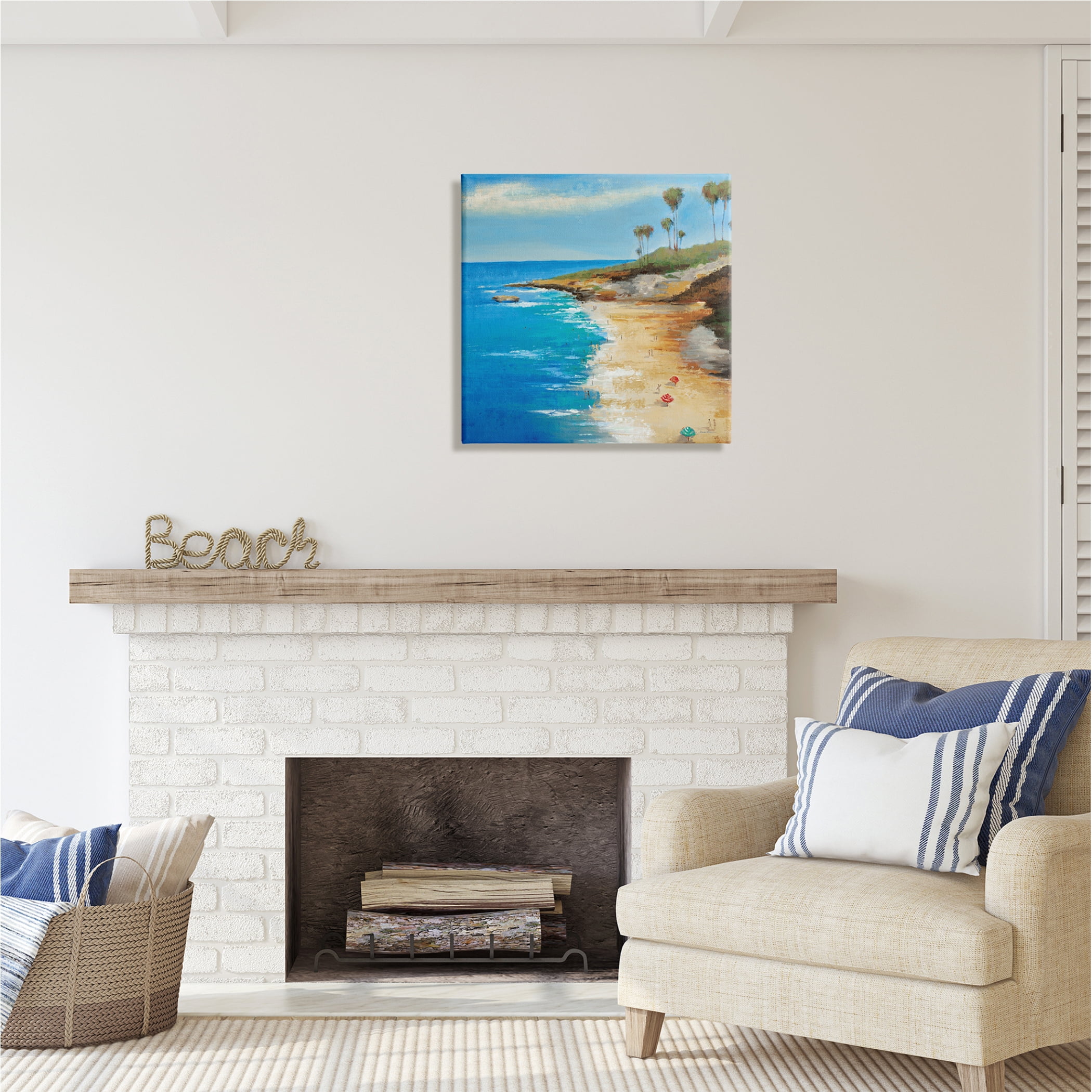Stupell Industries Beach Landscape Cove Nature Painting Gallery Wrapped Canvas Print Wall Art, 24 x 24