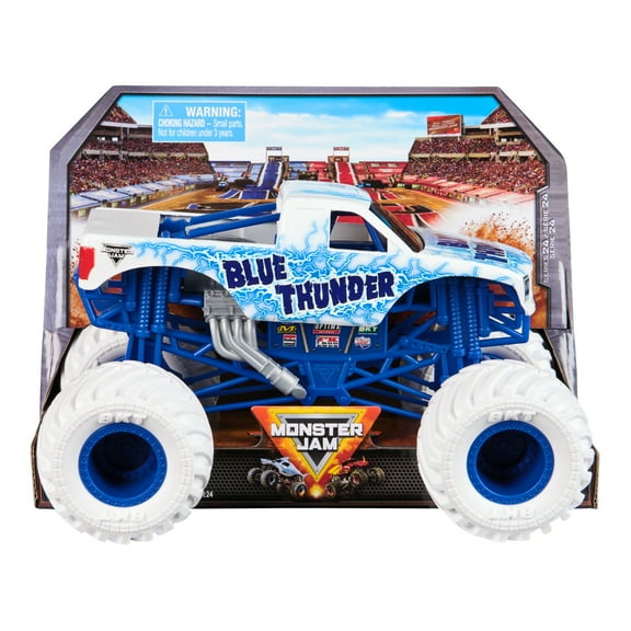 Monster Jam, Official Blue Thunder Monster Truck, Collector Die-Cast Vehicle, 1:24 Scale, Kids Toys for Boys and Girls Ages 3 and up