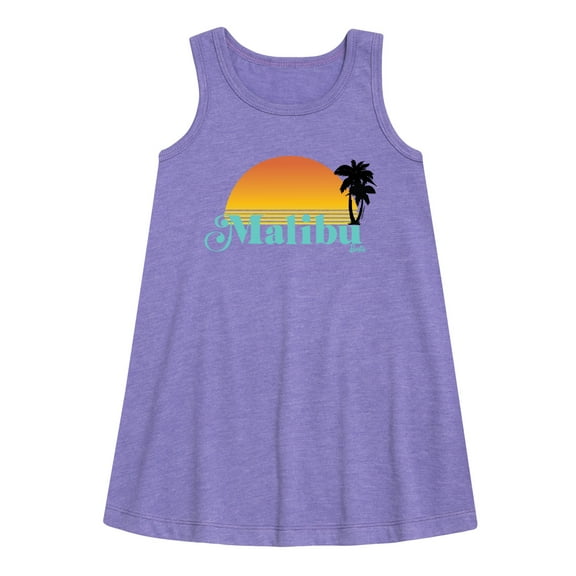 Barbie - Malibu Sunset with Palm Trees - Toddler and Youth Girls A-line Dress