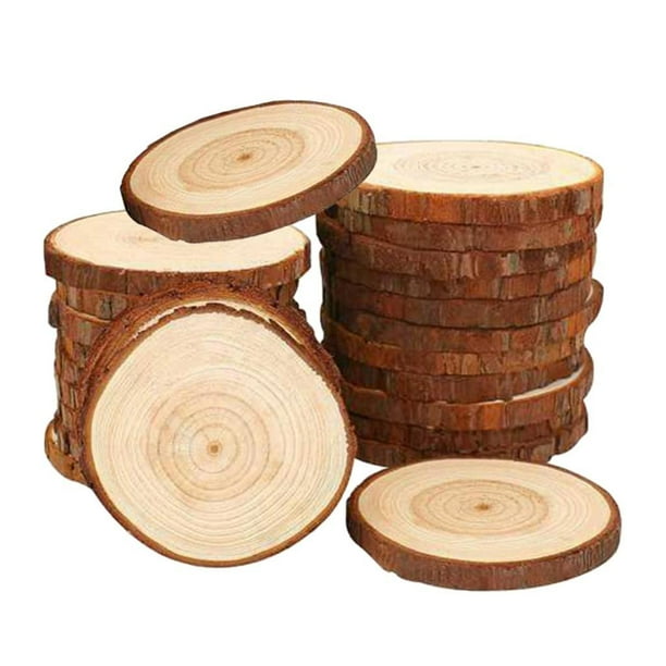 10 rodajas de madera para manualidades, mantel individual de madera para tazas, decoración navideña de pared - con cuerda, sin soga