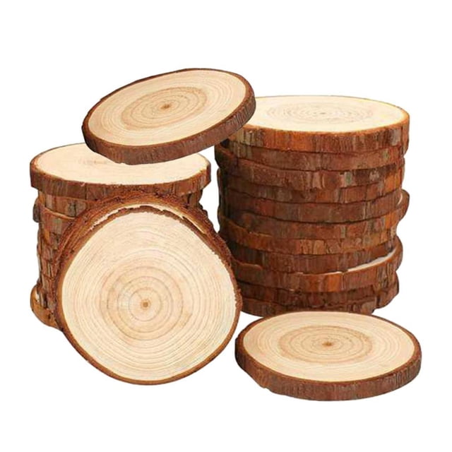 10 Piezas Rebanadas de Madera Natural Perfecl Alfombrilla Redonda de Madera 5x6x0.5cm