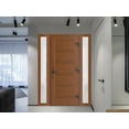 thumbnail image 4 of Front Exterior Prehung Metal-Plastic Door Frosted Glass | Manux 8111 Walnut | 2 Side Sidelite Transoms | Office Commercial and Residential Doors Entrance Patio Garage 60x80 (W12+36+12x80) Left-hand, 4 of 6