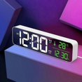 thumbnail image 3 of Digital Alarm Clocks for Bedrooms, Smart Led Wall Clock with Music Temperature Snooze for Office, Living Room Decor (Warm Ivory White, Classic, 3 of 5
