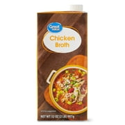 Great Value Meat-Based Chicken Broth, 32 oz Carton, Ready-to-Serve, Shelf-Stable/Ambient