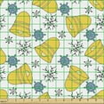 thumbnail image 2 of Ambesonne Vintage Winter Fabric by the Yard Upholstery, Bells and Snowflakes, 3 Yards, Sky Blue and Yellow, 2 of 5