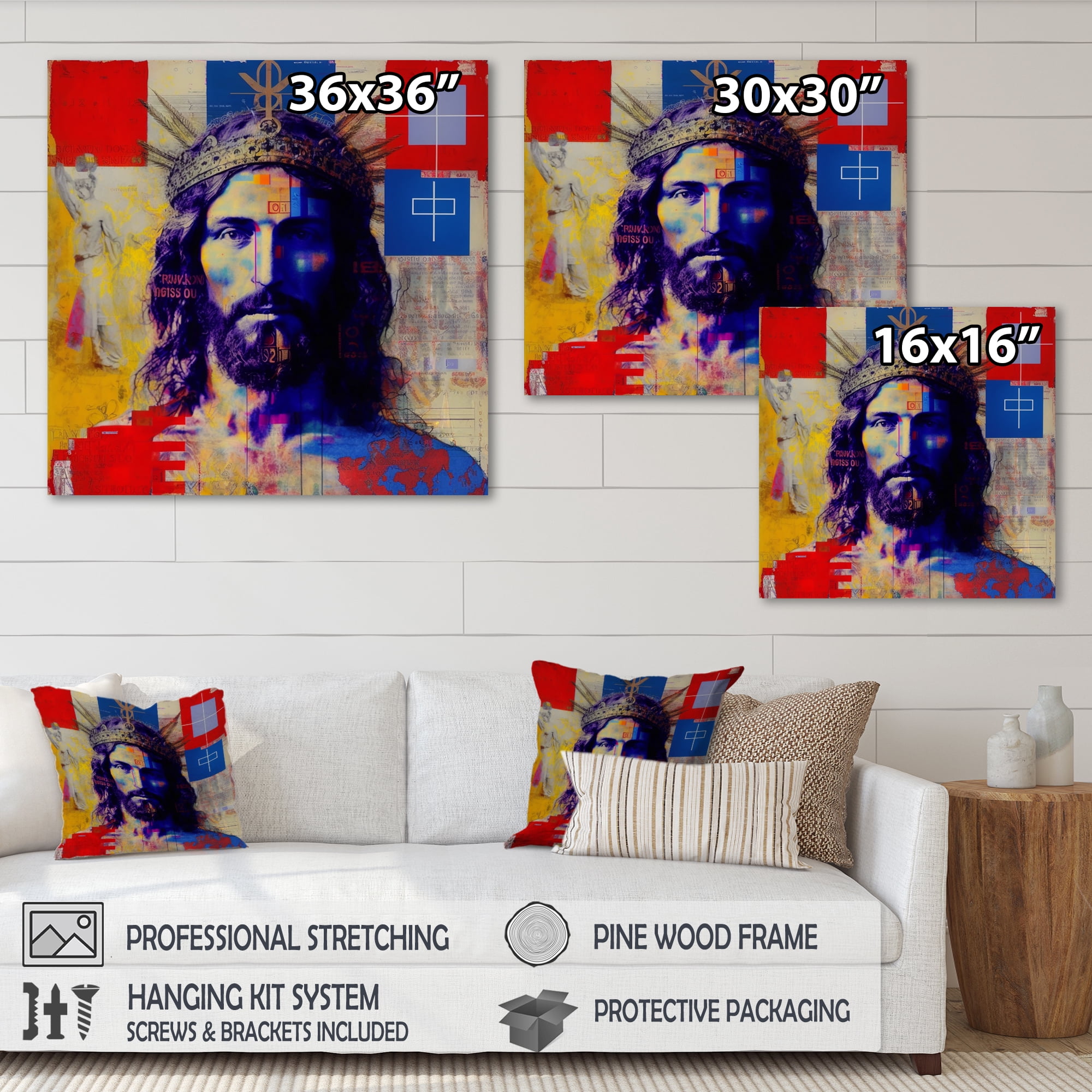 Designart Pop Art Jesus Portrait II Canvas Wall Art
