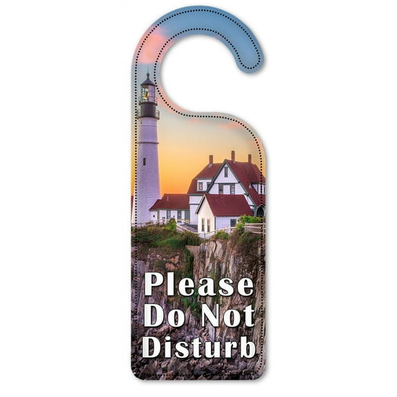 Do Not Disturb Door Knob Hanger Sign - Lighthouse at Dusk
