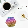 thumbnail image 5 of Kll Hexagon Drink Coasters Set Of 4,Pu Leather Absorbent Coasters Set Decorative Coffee Cup Coasters Housewarming Gift For Home Decor-Glitter Rainbow, 5 of 9