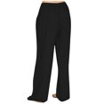 thumbnail image 3 of Aofany Pants for Women Flowy Casual Drawstring Waist Wide Leg Loose Cotton Linen Palazzo Pants with Pocket, 3 of 6