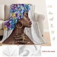 thumbnail image 5 of Black African Men Blanket Soft Cozy Warm Throw Blanket for Couch, Plush Fuzzy Flannel Fleece Blankets for Sofa, Spring Floral Butterfly Retro Wooden Bed Blankets Lightweight Gifts for Men, 50"x80", 5 of 9