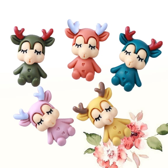 OFFIGAM 50-Pack Elk Figurine Set in Assorted Colors, Deer Decorations for Bags, Cars, and DIY Gifts for Friends