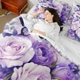 thumbnail image 3 of Manfei Romantic Flower 7pcs Bedding Comforter Set,Rustic Floral Queen Bedding Sets,Purple Pink Queen Sheet Sets For Teens Girl,Breathable Home Decor Reversible, 3 of 7