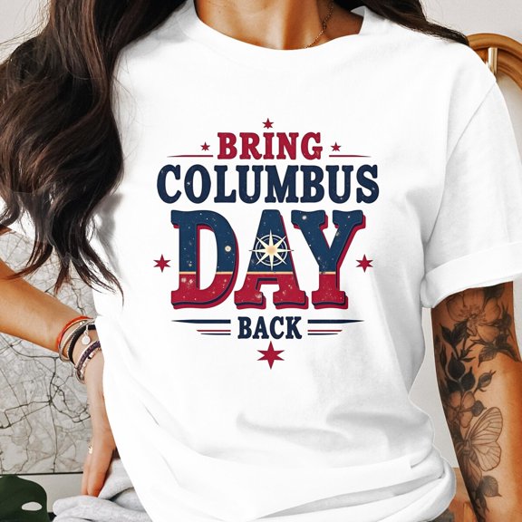 Columbus Day T-Shirt Patriotic Usa Pride Tee WHITE Unisex S-5XL Hot Trending Shirt, Vintage Birthday Gift