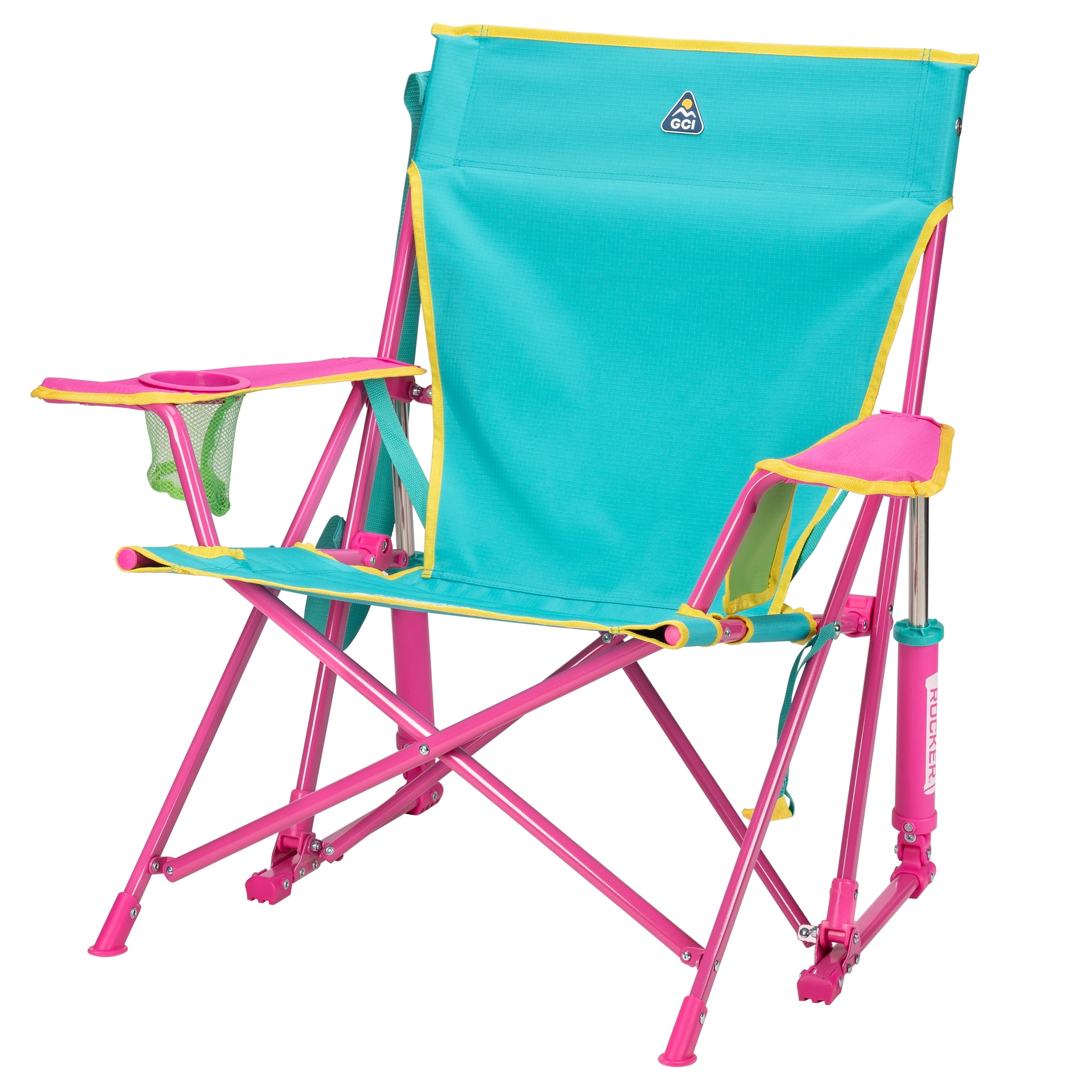 GCI Outdoor Kickback Rocker Low Profile Rocking Camp Chair, Green Retro