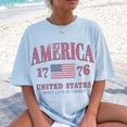 thumbnail image 4 of Retro America 4th of July T-Shirt, Preppy USA 1776 Sweet Land of Liberty Patriotic Tee, Unisex Garment Dyed Cotton Shirt, 4 of 7
