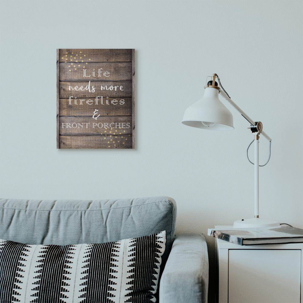 Stupell Industries Fireflies Country Life Home Wood Textured Word Design Canvas Wall Art by Kimberly Allen