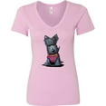 thumbnail image 3 of Inktastic Scottie Dog in Plaid Women's V-Neck T-Shirt, 3 of 5