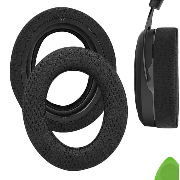Geekria Comfort Mesh Fabric Replacement Ear Pads for Corsair HS70 PRO/ HS60 PRO/ HS50 PRO Headphones Ear Cushions, Repair Parts (Black)