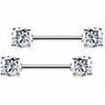 thumbnail image 2 of 14G 5 Pares Anillos para Pezones Anillo para Lengua Acero Quirúrgico Pezones Retenedor Piercing Mujeres Plata Barras Rectas, 2 of 5