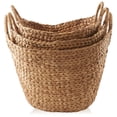 thumbnail image 4 of Casafield Set of 3 Boat Baskets with Handles - Cinnamon, Woven Water Hyacinth Storage Organizers for Blankets, Laundry, Bathroom, Bedroom, Living Room, 4 of 7