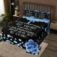 thumbnail image 2 of Erosebridal Romantic Valentines Coverlet Set Twin, Chic Rose Bedding Set, Black, Blue, 2 of 5