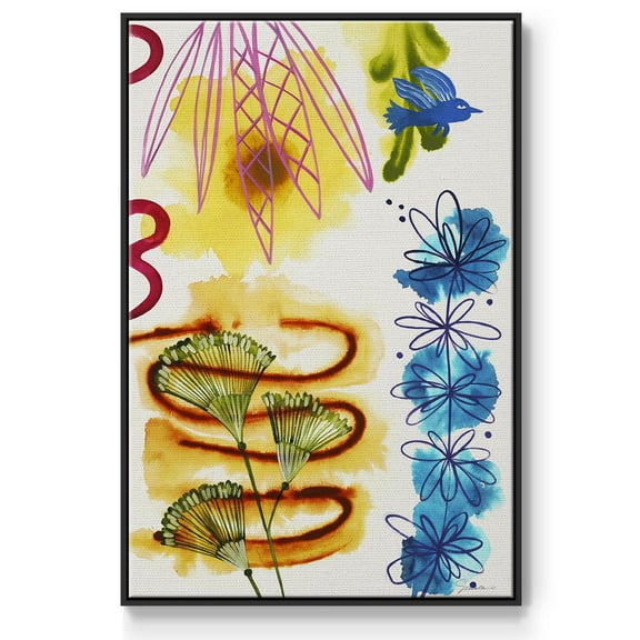 Flower Power I Framed Premium Gallery Wrapped Canvas - Ready to Hang - 17 x 25 - Black Floating Frame