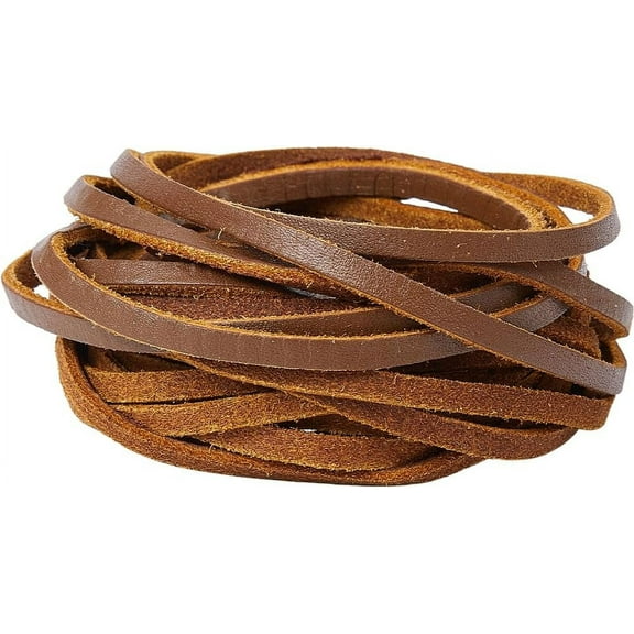 5m*4mm*2mm Flat Leather Cord Genuine Leather String Cowhide Braiding Thread Rope