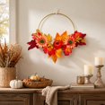 thumbnail image 4 of Guirnalda de Otoño de Girasol Artificial, Calabaza y Hoja de Arce para Decoración de Puerta o Pared en Acción de Gracias, 45 cm o 50 cm, Estilo Completo o Medio, 4 of 6