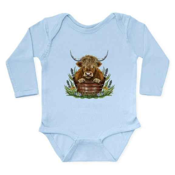 CafePress - Highland Cow Sitting In A Metal - Long Sleeve Cotton Baby Bodysuit