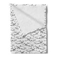 thumbnail image 2 of Shark Soft Flannel Fleece Throw Blanket, Big and Small Fishes Going in Opposite Directions Black Sketch on White, Cozy Plush for Indoor and Outdoor Use, 50" x 60", Black White, by Ambesonne, 2 of 5